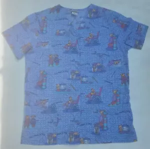 Simply Basic Women's Size M Light Blue Animal Theme Scrub/Vet Top - Picture 1 of 8