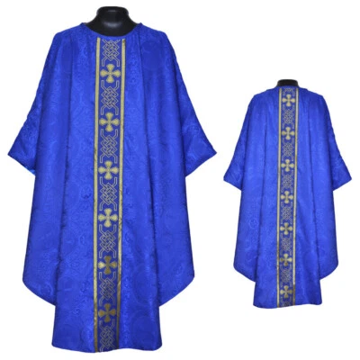 Dark BLUE Chasuble Clergy Gothic Vestment & Stole,Gothic Chasuble,Casel,Casulla - Image 1 of 2