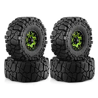 1.9“ Beadlock Wheels Tires Set for 1/10Crawler Car TRX4 Axial SCX10 II RC4WD D90 - Image 1 of 4