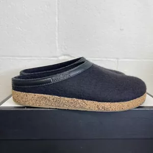 Haflinger Grizzly Torben Black Wool Slipper Clog Slip On Men's Size 45 EU/12 US - Picture 1 of 10