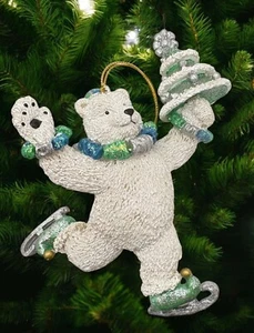 De colección Patinaje sobre Hielo Oso Polar Árbol de Navidad Adorno Silvestri Brillo Acentos - Imagen 1 de 6