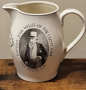 Vintage Cutty Sark Pitcher Scotch whiskey Captain John Old White Hat Ceramic - Picture 1 of 7