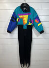 TYROLIA by HEAD Vtg Full Ski Snow Suit with Stirrups Women’s Sz 14 Colorful 80s