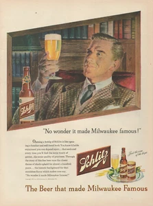 1948 Schlitz Veer No Wonder It Made Milwaukee Famous Library Books Print Ad - Picture 1 of 1