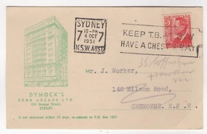1951 Oct 4th. Advertising Advice Card. Dymock's Book Arcade, Sydney. - Picture 1 of 2