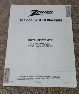 Zenith Service System Diagram Digital Direct view stereo modules 9-700 module - Image 1 of 2