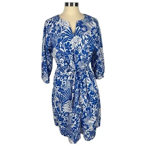 Abito donna J. McLaughlin extra large Evelyn blu manica 3/4 tasche cinch vita - Foto 1 di 21