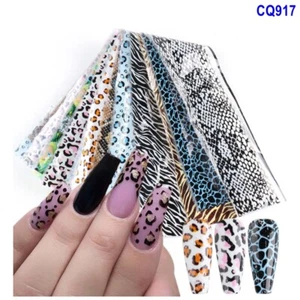Leopard Tiger Druck Schlangenhaut Tier Nagel Folie Transfer Aufkleber 10 Stück 20 x 4 cm - Bild 1 von 15