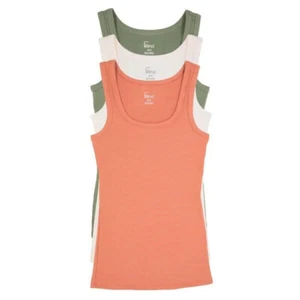Felina Women's 3 Pack Ribbed Tank Tops, Green/Pink/White, XL - Picture 1 of 4