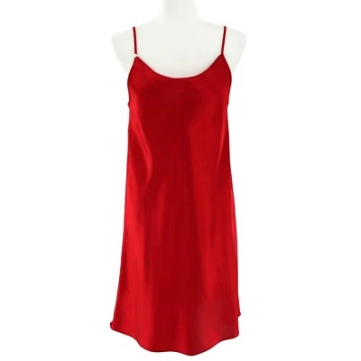 Satin Slip Dress Womens M Red Boudior Pin Up Old Hollywood Minimalist 90's Party - Image 1 of 4