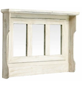 Espejo de pared casa de campo espejo sombrero estante Shabby Chic blanco pasillo decoración madera - Imagen 1 de 3
