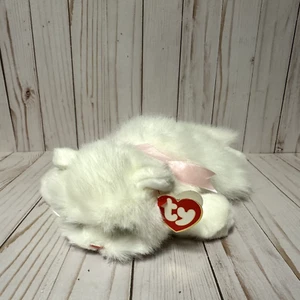 Ty Classic Engel weiße Katze Plüsch langes Haar rosa Schleife Schlapp mit Etikett 12 Zoll - Bild 1 von 13