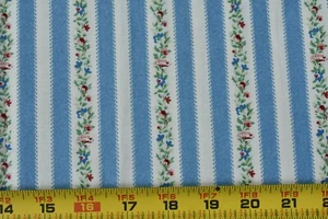 23" Long, Blue Red Pink Green Cream Floral Stripe, Maywood/Willowberry,P4914 - Picture 1 of 6