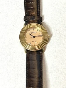 Orologio da polso vintage Guess anni 80 tono oro cinturino pelle marrone originale 1987 - Foto 1 di 3