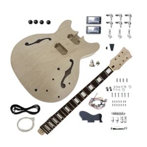 Electric Guitar DIY Guitar Kit ES335 Guitar Neck Guitar Body Unfinished Hollow - Picture 1 of 13
