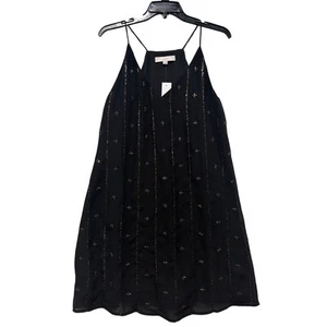 LOFT Women's Black Beaded Sequin Embellished Black Slip Dress M - Picture 1 of 4