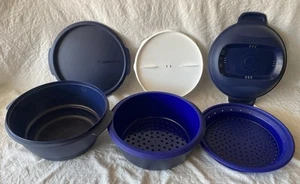 Tupperware Smart Multi-Cooker Microwave Steamer Cooker Blue Open Box Never Used - Imagen 1 de 3