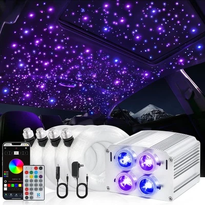 4 Colors 32W Twinkle Car Starlight Headliner Kit 600pcs*0.03in*13.1ft with AP... Foto 1 de 4