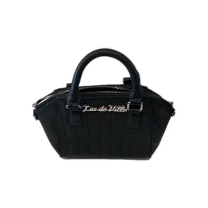 Lux Deville Black Purse Small Bowler Double Handles. Faux Leather - Picture 1 of 8