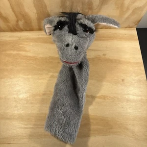 1984 Vintage One Way Street Animal Puppet Donkey Rare Fabric Gray Toy - Picture 1 of 11