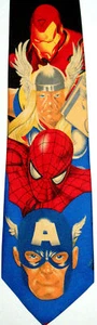 CAPTAIN AMERICA IRON MAN THOR SPIDERMAN NECKTIE NEW TIE AVENGERS DC COMICS  - Picture 1 of 1