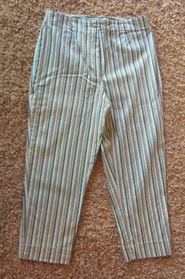 White Stag Size 8 Cropped Pants green gray aqua Stripes Womens Ladies - Image 1 of 4