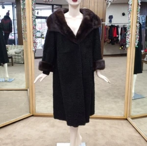 Vintage Perser Lamm Mantel mit Nerz Pelzbesatz - Gr. 10 - Bild 1 von 7