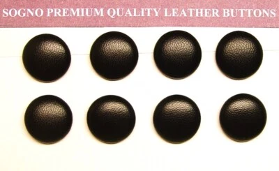 Genuine leather buttons 8 MADE IN USA 21 mm black leather buttons Metal loops - Image 1 of 4