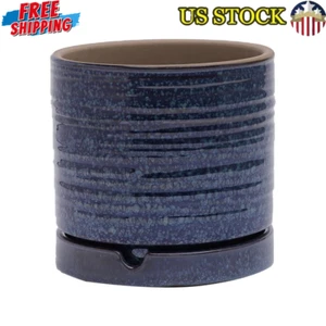 8 Inch Round Ceramic Planter Weather-Resistant Indoor Outdoor Pot W/ Saucer New - Picture 1 of 9