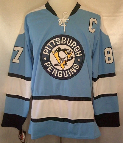 Sidney Crosby Pittsburgh Penguins Blue & White 1968-'71 Throwback CCM NHL Jersey Cover