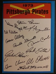 1973 Topps Baseball Pittsburgh Pirates Blue Team lista de verificación casi nuevo - Imagen 1 de 3