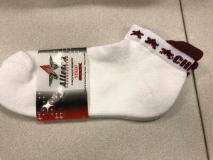 Cheer Cardinal (Maroon) /White Microfiber socks NWT - Sock Size 9-11 Cheerleader - Picture 1 of 7