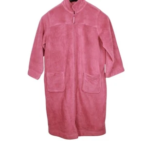 LL Bean Women's Winter Fleece Robe Zip Front Dark Plum Rose Size L Pet - Picture 1 of 7