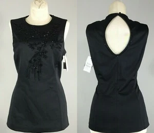 Liz Claiborne Nacht schwarz Satin Top 8 Damen Nos Vintage 90er Abend Glam Bluse - Bild 1 von 17