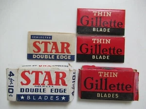 Menge 2 Vintage Rasierklinge Boxen mit Rasierern Gillette dünn & Stern - Bild 1 von 9