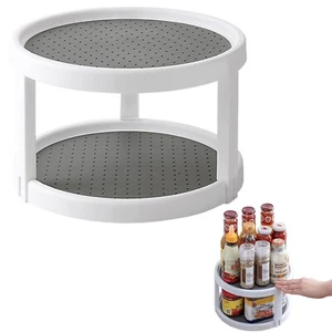 2 Tier Rotating Rack 10 Inch Non Lazy Turntable Rack For Cabinet Kitchen Fridge - Picture 1 of 9