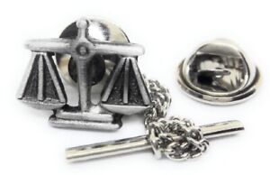 PEWTER SCALES OF JUSTICE TIE TACK / LAPEL PIN