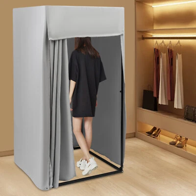 Vestidor portátil exterior armario cortina gris sala de privacidad para tienda Foto 1 de 4