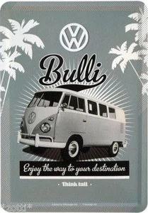 Nostalgic-Art Blechpostkarte 10x14 cm VW Bulli Enjoy the way to destination * - Bild 1 von 2