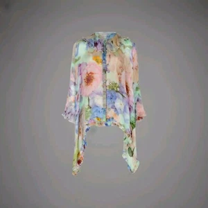Trelise Cooper BOP FRILL YOU DROP Top Floral Button Up Blouse Ruffles Small - Picture 1 of 15