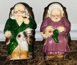 Vintage Lefton Piggy Bank Retirement Fund Grandma & Grandpa Rocking Chair JAPAN - Picture 1 of 4