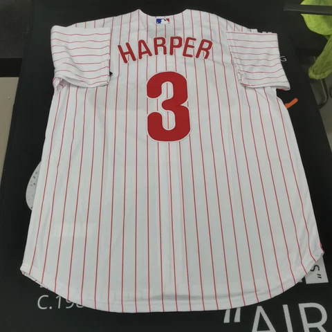 Bryce Harper #3 Philadelphia Phillies White Stripe Cool Base Stitched Jersey Cover
