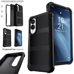 Für Samsung Galaxy S25 Edge Robust Hard Case Dual Stoßfest Hybrid Cover Schwarz - Bild 1 von 19