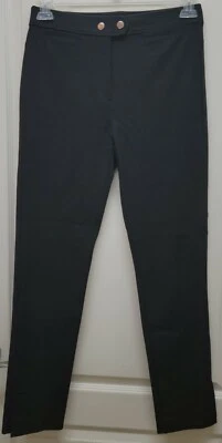 EUC "ANN TAYLOR" BLACK WITH SILVER BUTTONS CROPPED PANTS SKINNY  SZ  4 TALL - Image 1 of 4