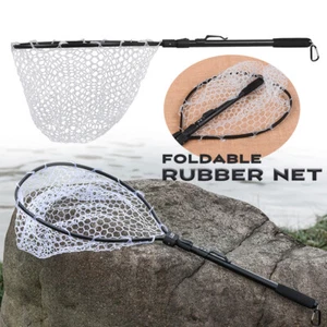 Fly Fishing Net Fish Landing Net Trout Soft Rubber Mesh Catch and Release Net - Picture 1 of 10