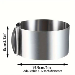 Adjustable Round Stainless Steel Cake Mousse Mold Ring Pastry Baking Tool 6"-12" - Picture 1 of 1