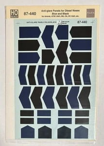 MICROSCALE HO DECAL-DIESEL NOSE ANTI-GLARE PANELS-BLU/BLK-ATSF/AMTRK/Etc 87-440 - Picture 1 of 1