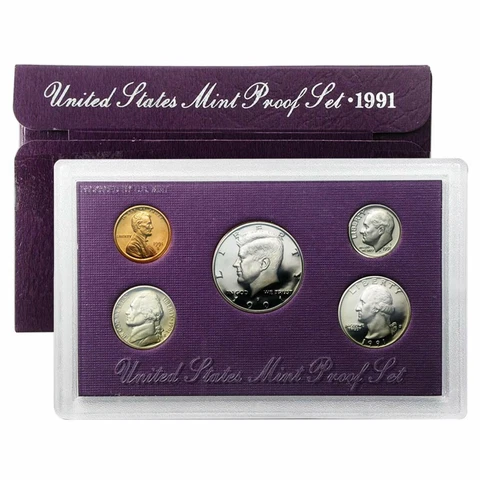 1991  U.S.  Proof Set 5 Coins  In U.S. Mint Holder W/ COA,S Series,Mixed Metals Cover