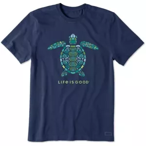 Life is Good Men's Mandala Turtle Short Sleeve Crusher-LITE Tee (Large, Blue) - Picture 1 of 2