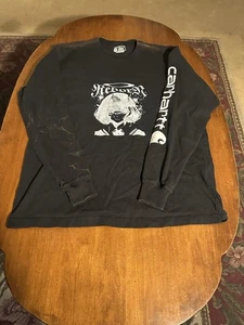 Camicia uomo Carhartt nera media manica lunga verniciata su manica sbiadita nella parte superiore - Foto 1 di 3